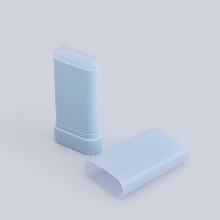 Factory 19g Flat Shaped Sun Protection Stick Bottle for Skincare,Blue Color Bottom Filling Deodorant Container 19g supplier