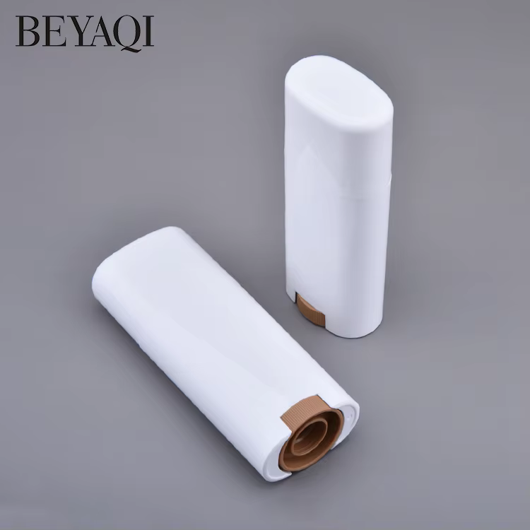 Luxury Plastic Empty 40g Flat Oval Twist up Cosmetic Solid Sunscreen Deodorant Packaging Stick Container manufacture