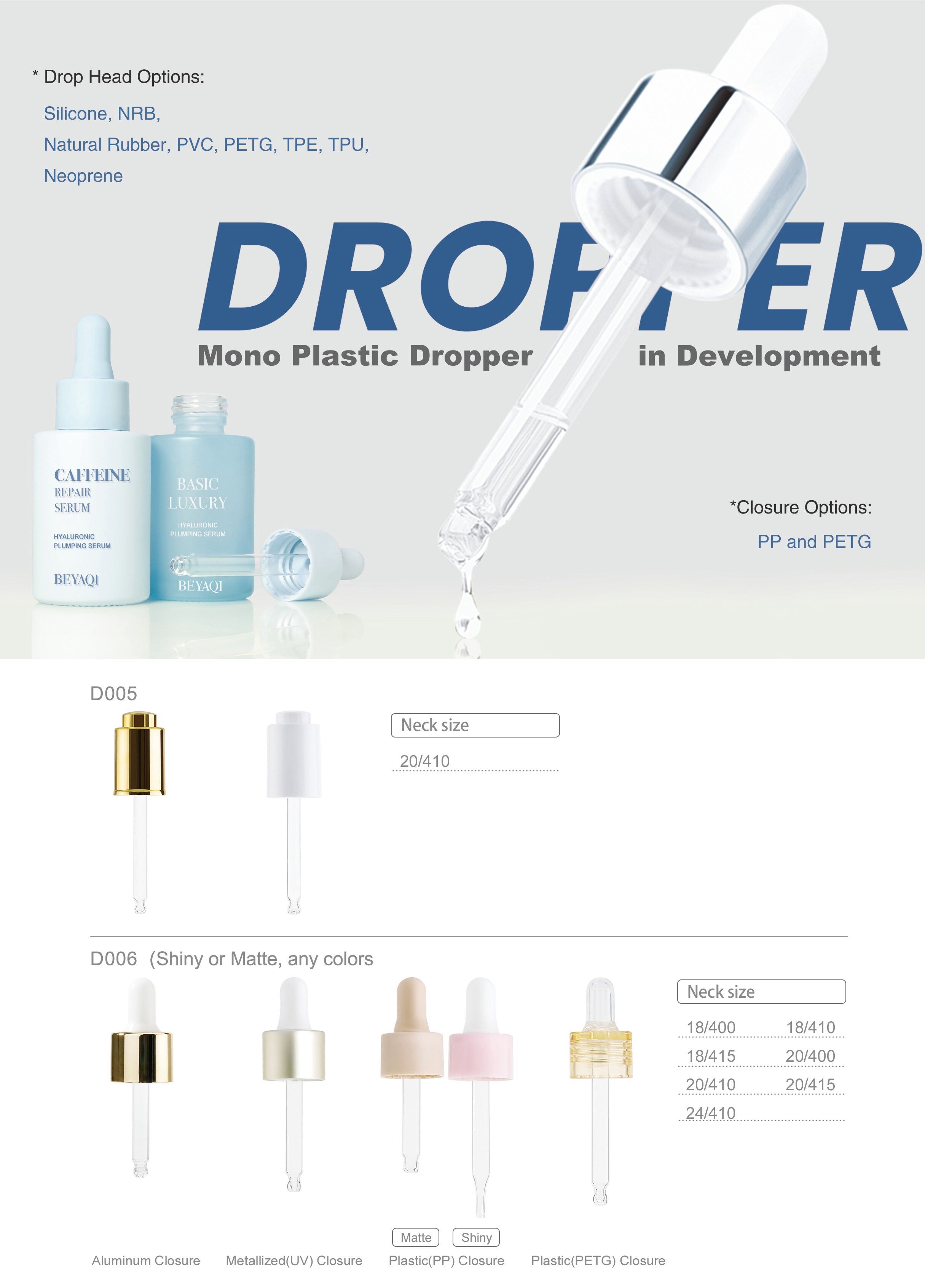 GB303 High Quality Factory Direct Wholesale Glass Dropper Bottles 30ml Sizes Transparent Oil Containers with Pump Sprayer Seal details