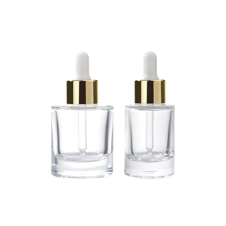 GB02 Flat Shoulder 30ml Clear Serum Essential Oil Hair Oil Dropper Glass Bottle,serum Essential Glass Essential Oil Bottle