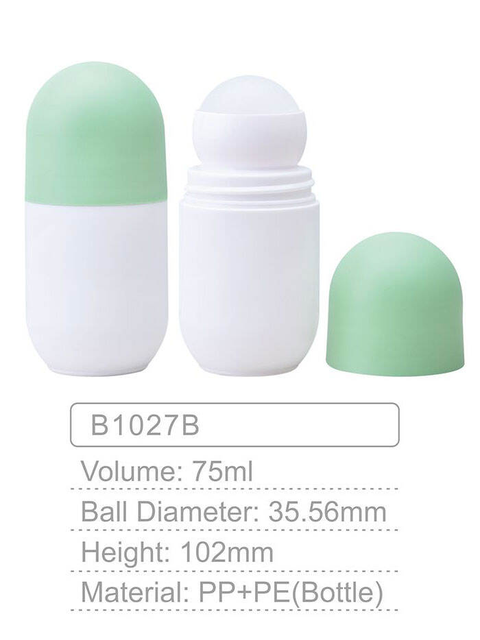 b1027b high quality 75ml pp pe plastic roller bottle empty cosmetic packaging roll on deodorant ball bottle for perfume-1
