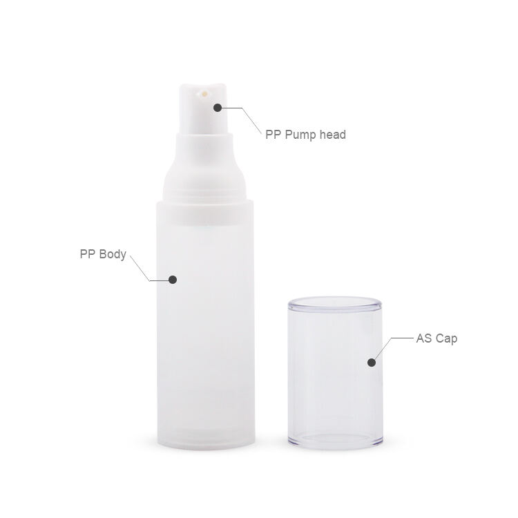 A24 Frosted Airless Plastic Cosmetic Lotion Pump Vacuum 15ml 30ml 50ml Airless Bottle Packaging for Face Masks and Shampoo details