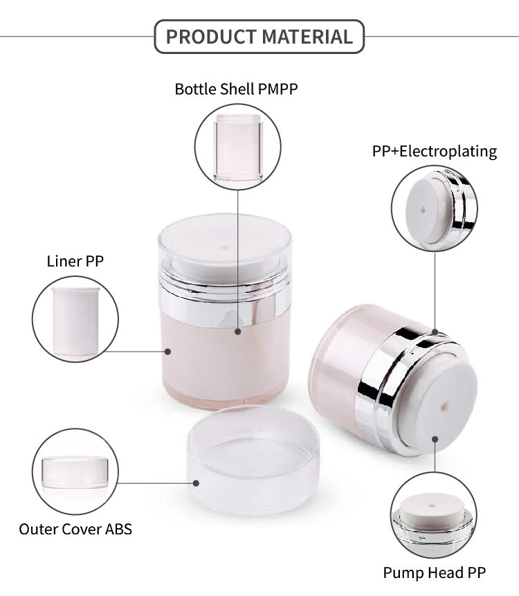 BA09 Refillable Moisturizer Container Acrylic Airless Pump Cream Jar,airless Facial Cream Jar Pump,airless Twist Pump Round Jar details