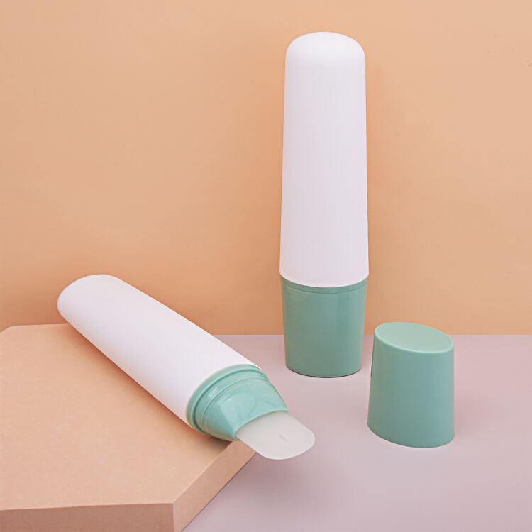 ls03 facial cleanser plastic gel bottle squeeze 100g cosmetic packing container eye cream tube packaging with soft silica gel brush-1