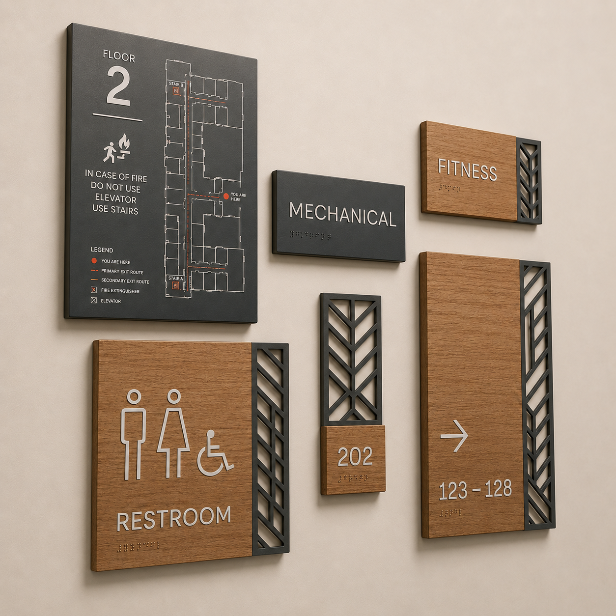 EZD ustom Hotel Room Number Door Signs ADA Braille Wood Metal ...