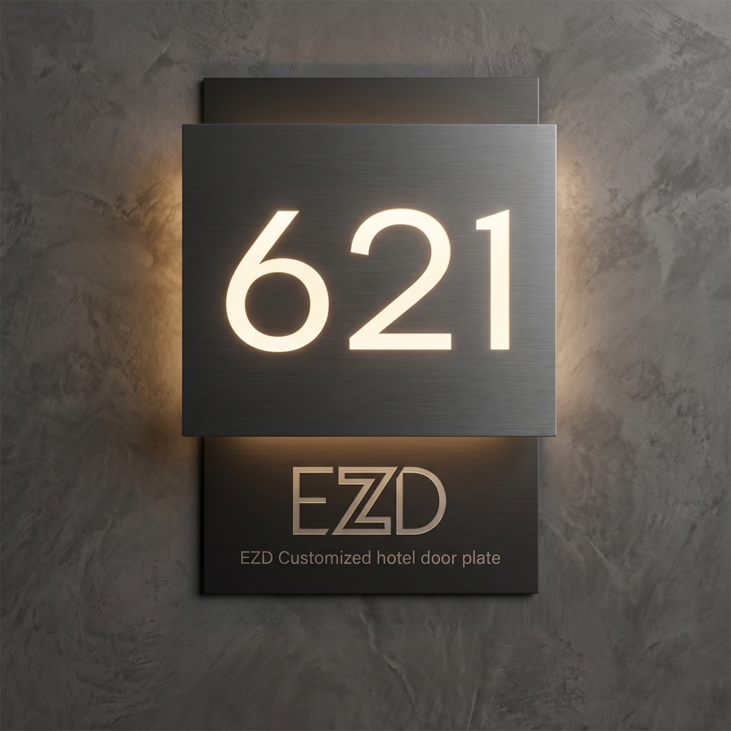 EZD Custom Commercial Door Signage LED Backlit Room Number Plates for ...