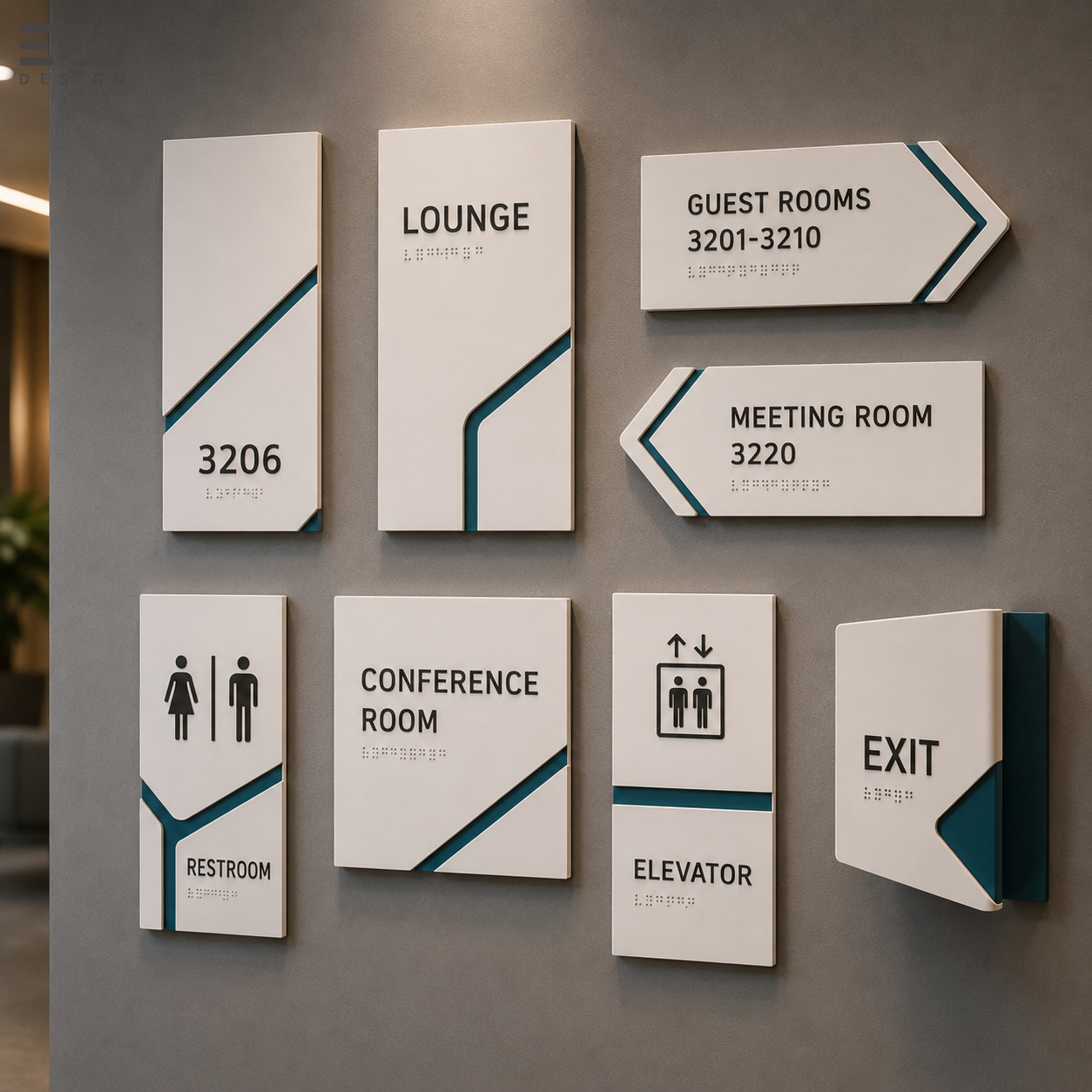 Custom Hotel Room Door Sign Acrylic Metal Room Number Plate with Braille for Hotel Apartment Office
