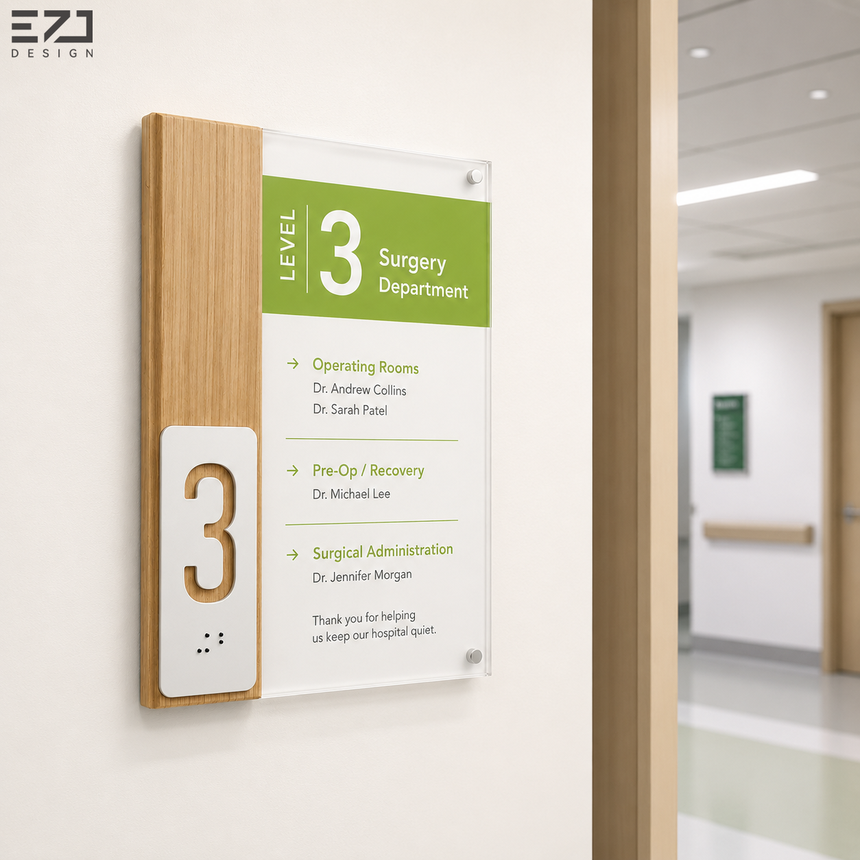 EZD Custom Hospital Wayfinding Sign Acrylic Wood Ward Door Sign ADA ...