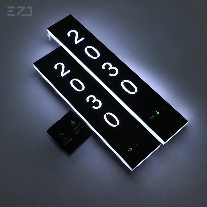 Black electronic door number sign