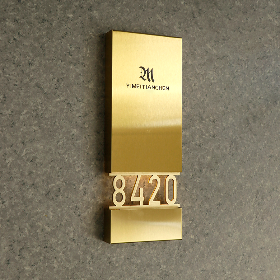 Metal hotel number sign