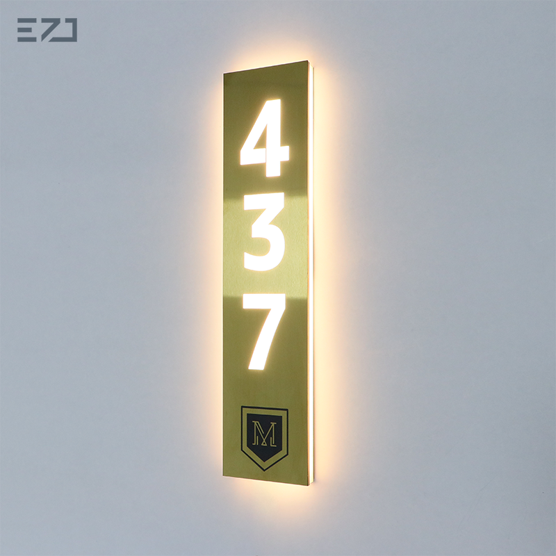 Stainless steel hotel number sign