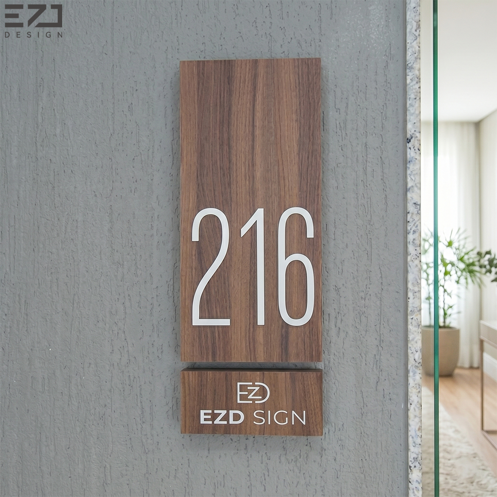 Targhetta personalizzata EZD moderna per numero stanza hotel, in acrilico e metallo, illuminata, per appartamenti e uffici