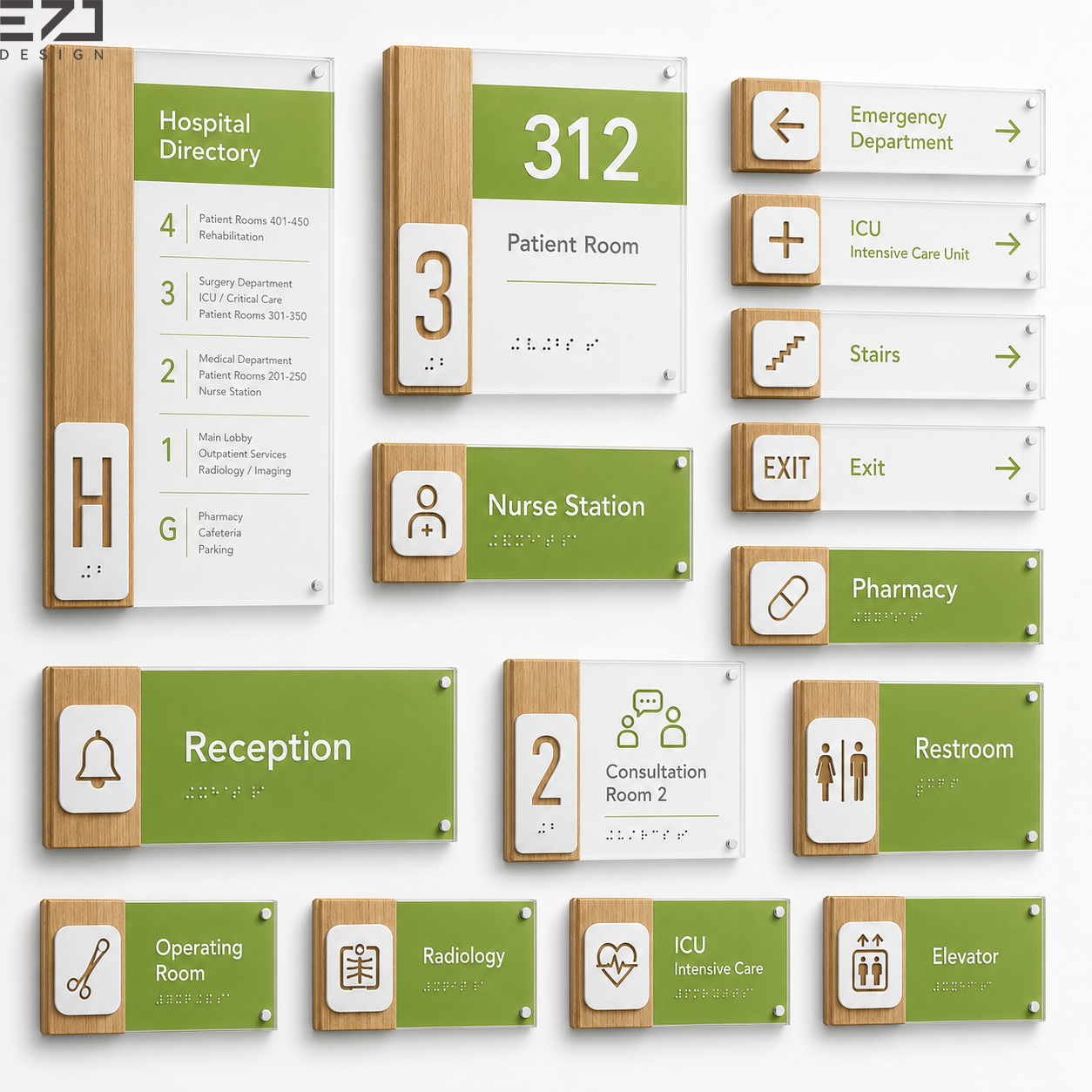 EZD Custom Hospital Wayfinding Sign Acrylic Wood Ward Door Sign ADA ...