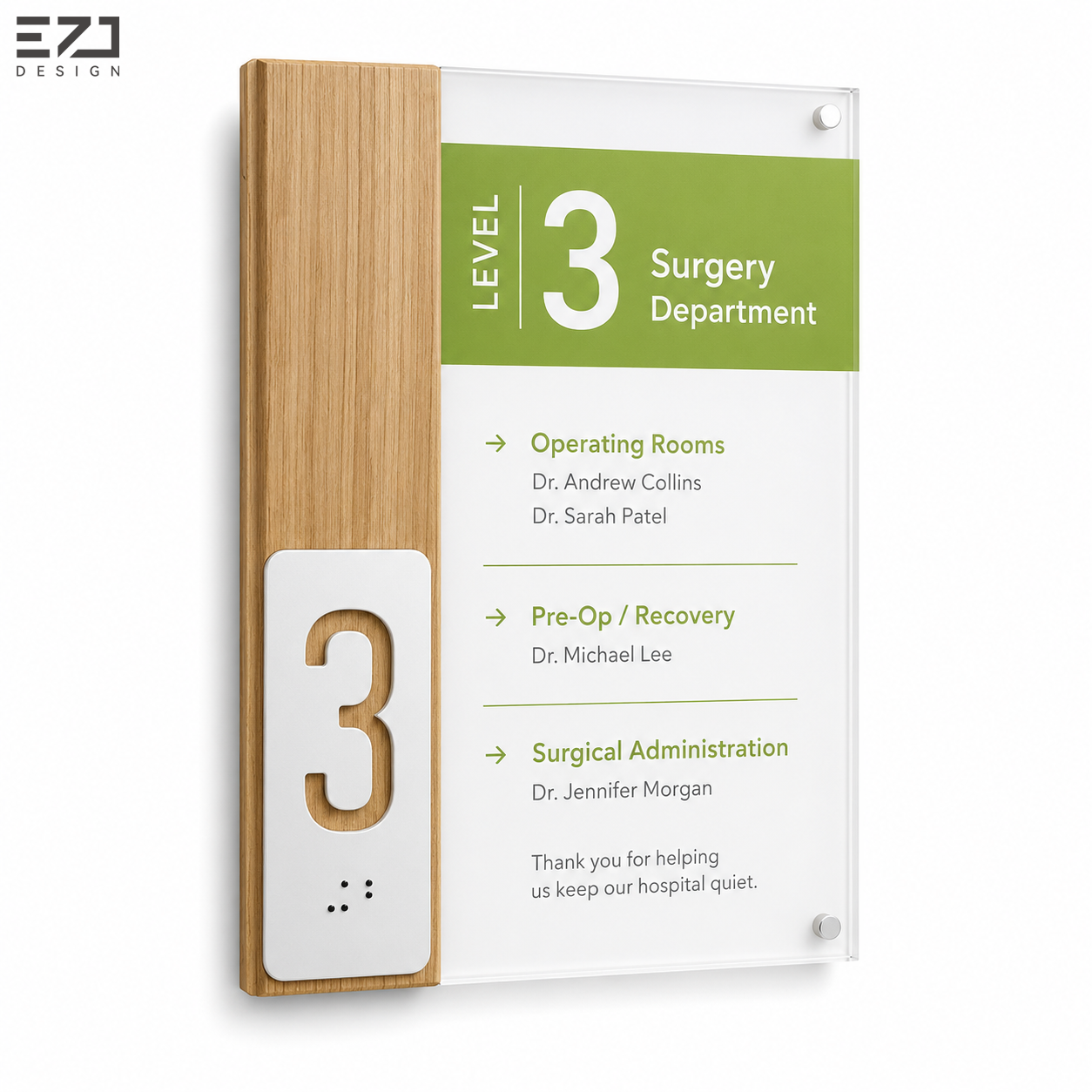 EZD Custom Hospital Wayfinding Sign Acrylic Wood Ward Door Sign ADA ...