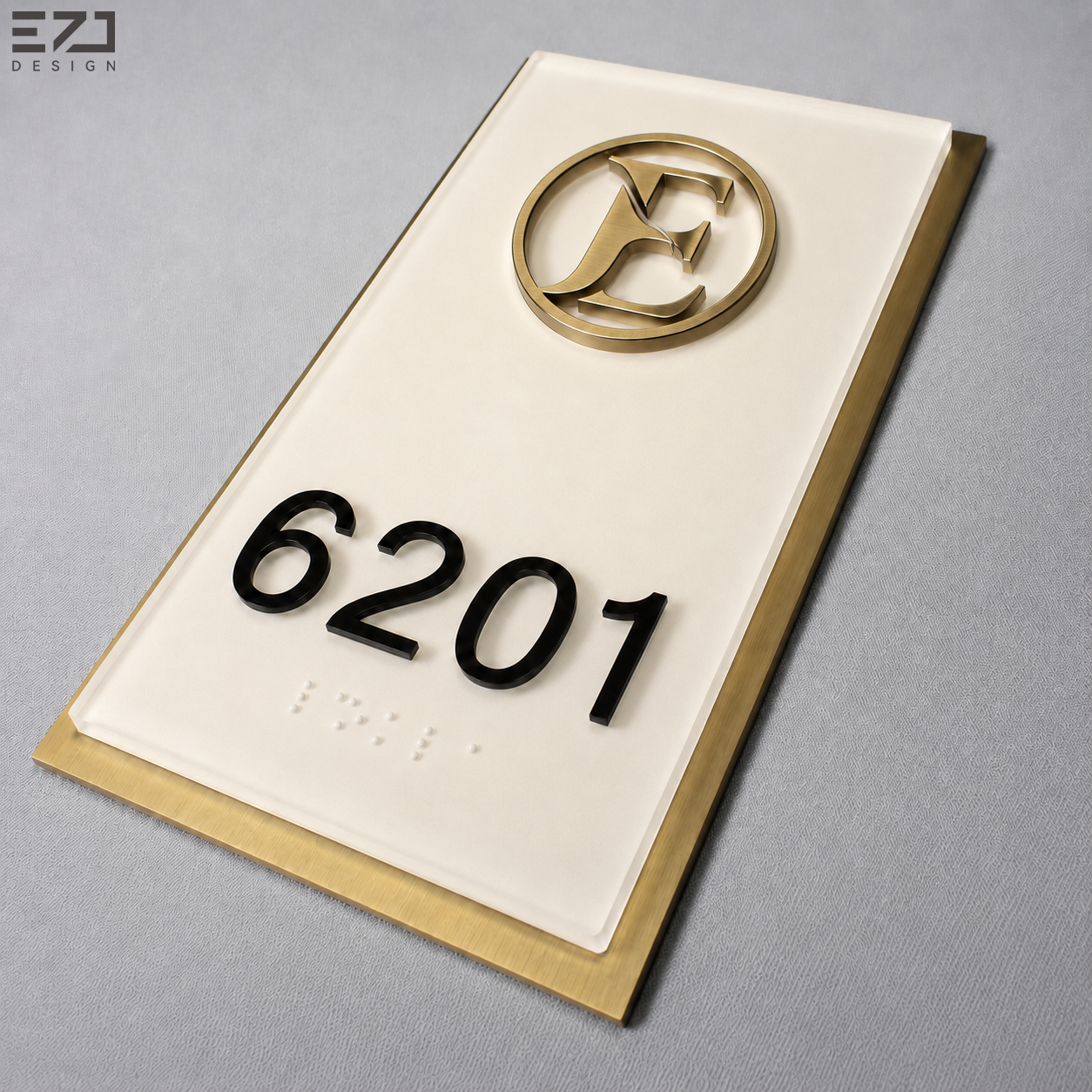 Custom Hotel Room Number Door Signs with ADA Braille Gold Acrylic Metal Door Plate for Hotel Apartment Office