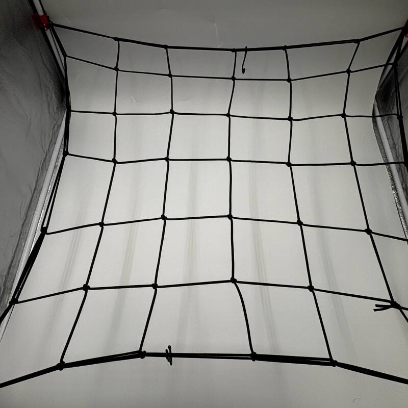 Becho Rete Elastica Per Tenda Da Coltivazione 60x60cm - Regolabile Fino A 1x1,2m, Maglia Da 10cm, Con 8 Ganci In Acciaio, 16 Spazi Di Crescita