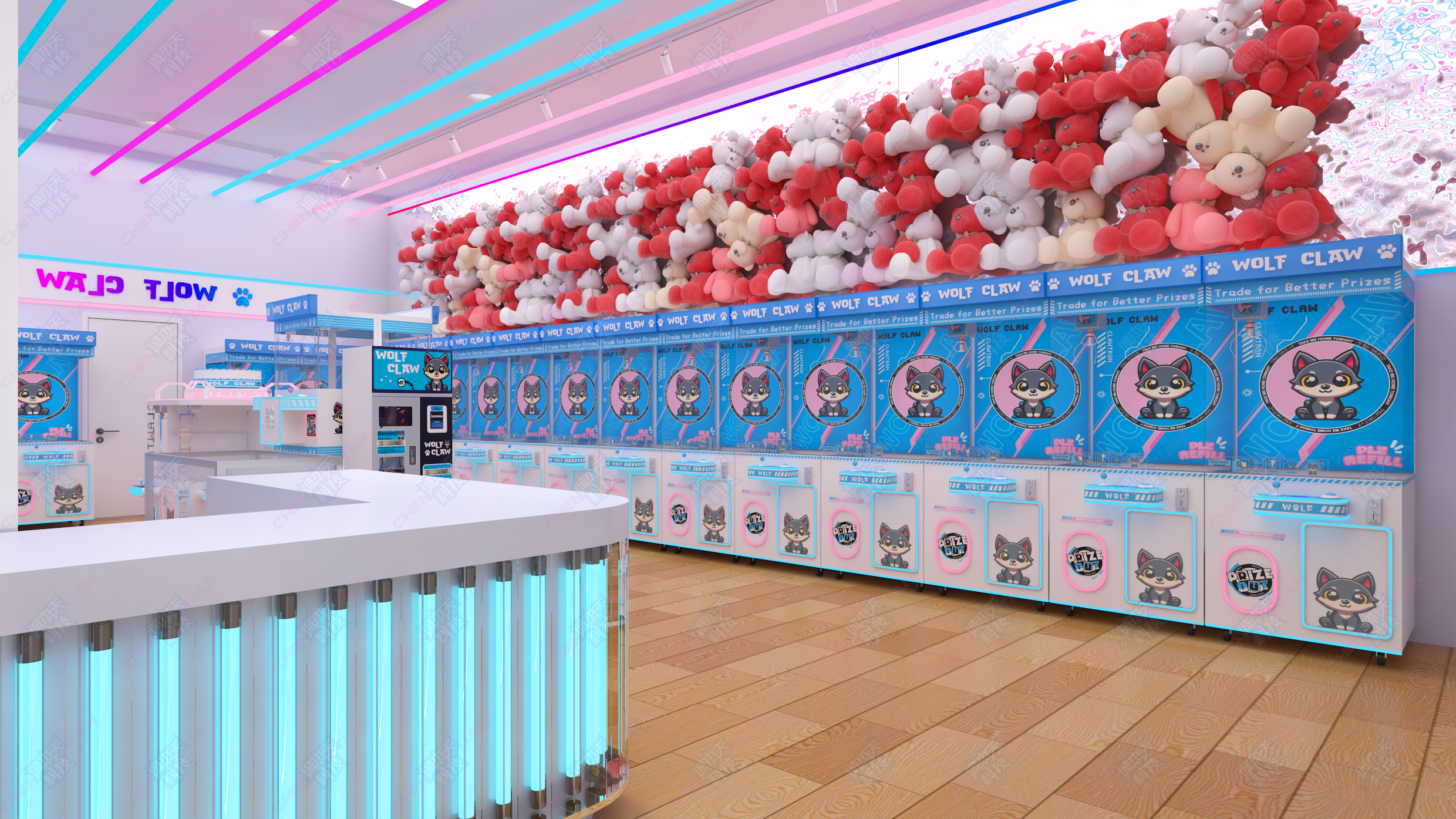 Case of a 50-square-meter claw machine room