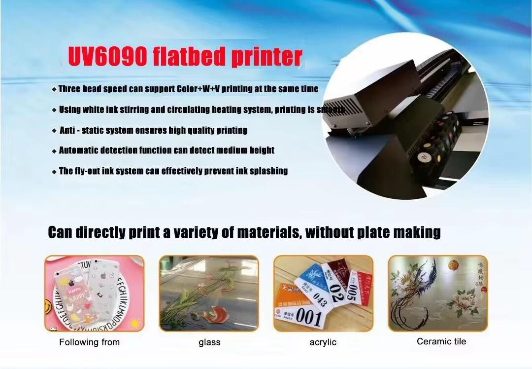 Led UV Printing Machine 2/3 XP600 I3200 Head 6090 UV Flatbed Printer for Rigid Materials Phone case Acrylic Metal Printing manufacture
