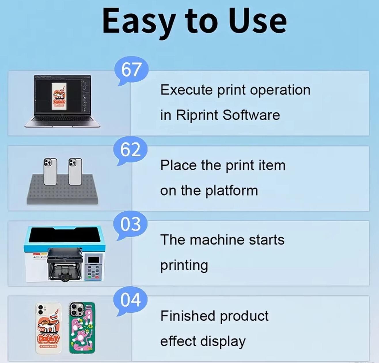 High Quality New UV Inkjet Flatbed Printer Automatic Portable Small Format A3/A4 PVC Plastic Card Phone Case factory