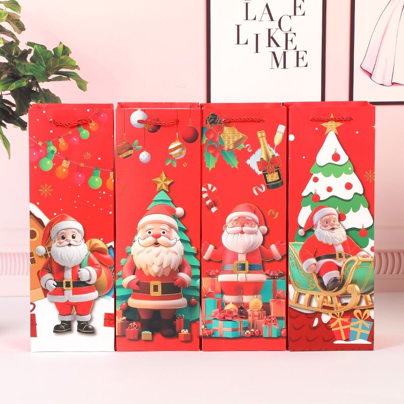 Naturezhen 18 Sacchetti Regalo Natalizi In Carta Kraft - 6 Grandi, 6 Medi, 6 Piccoli, Con Manici, Eco-Friendly