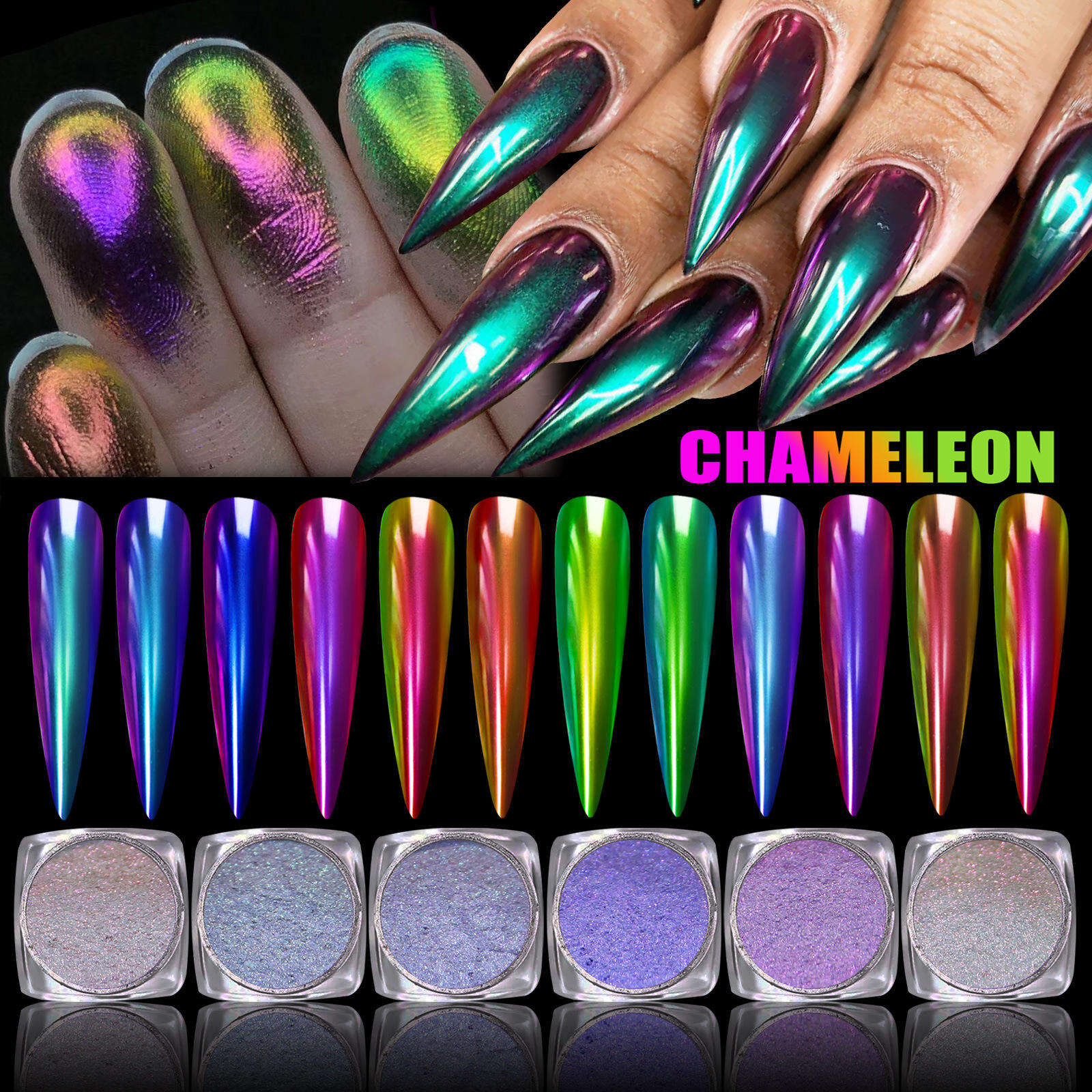 Pigmented Mirror Chrome Powder Nail Accent