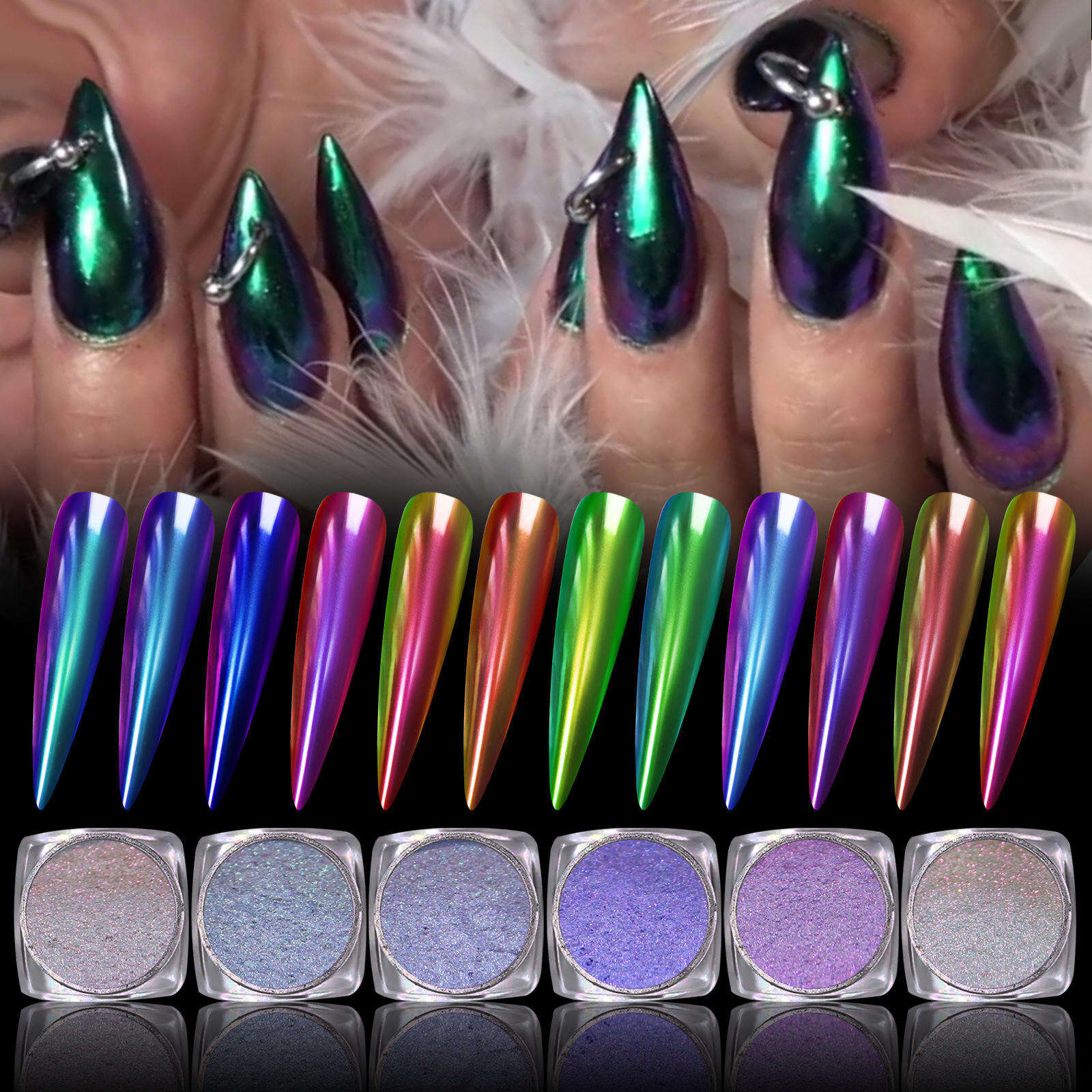 Pigmented Mirror Chrome Powder Nail Accent