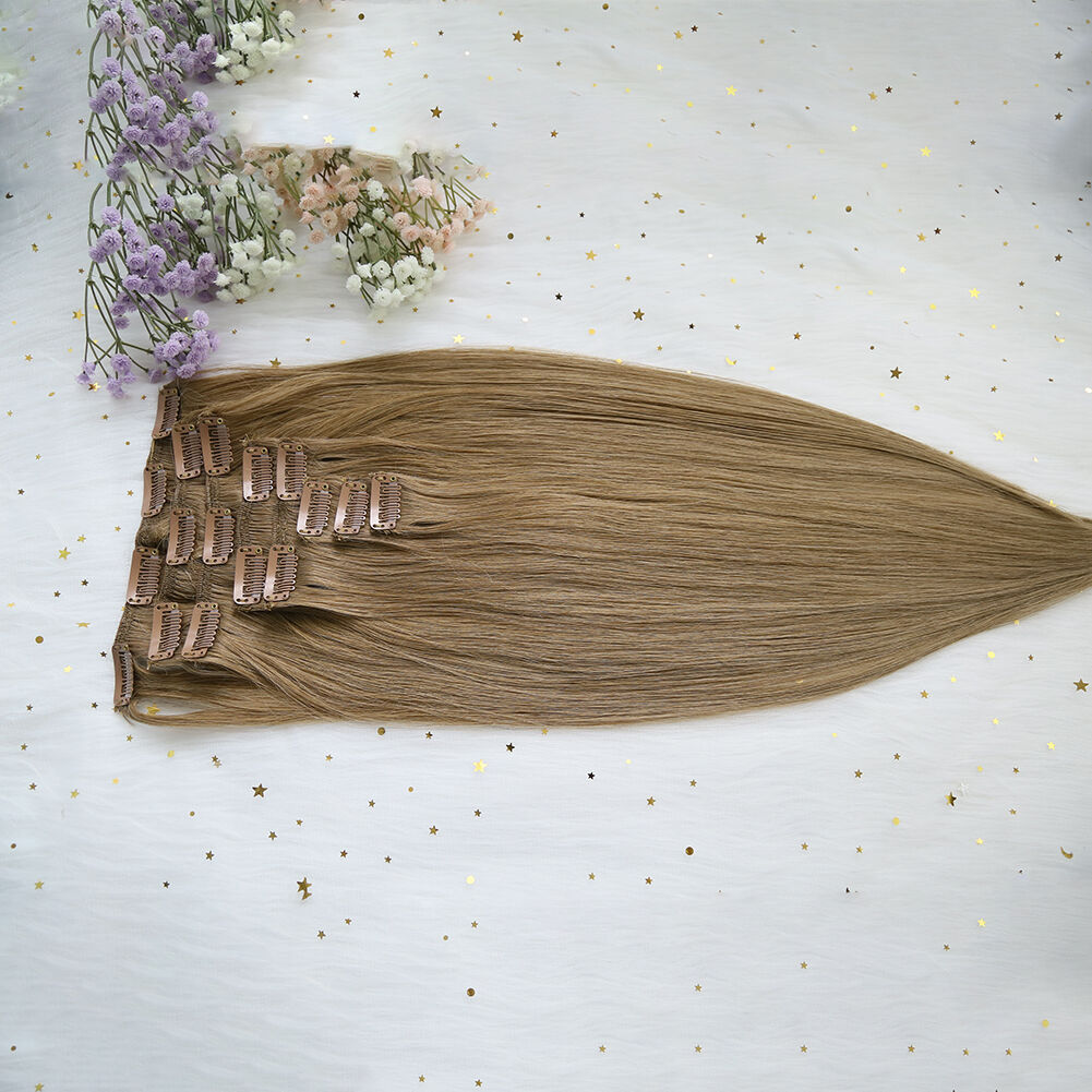 Custom Logo #8 Real Hair Clip Hair Extensions Human Hair