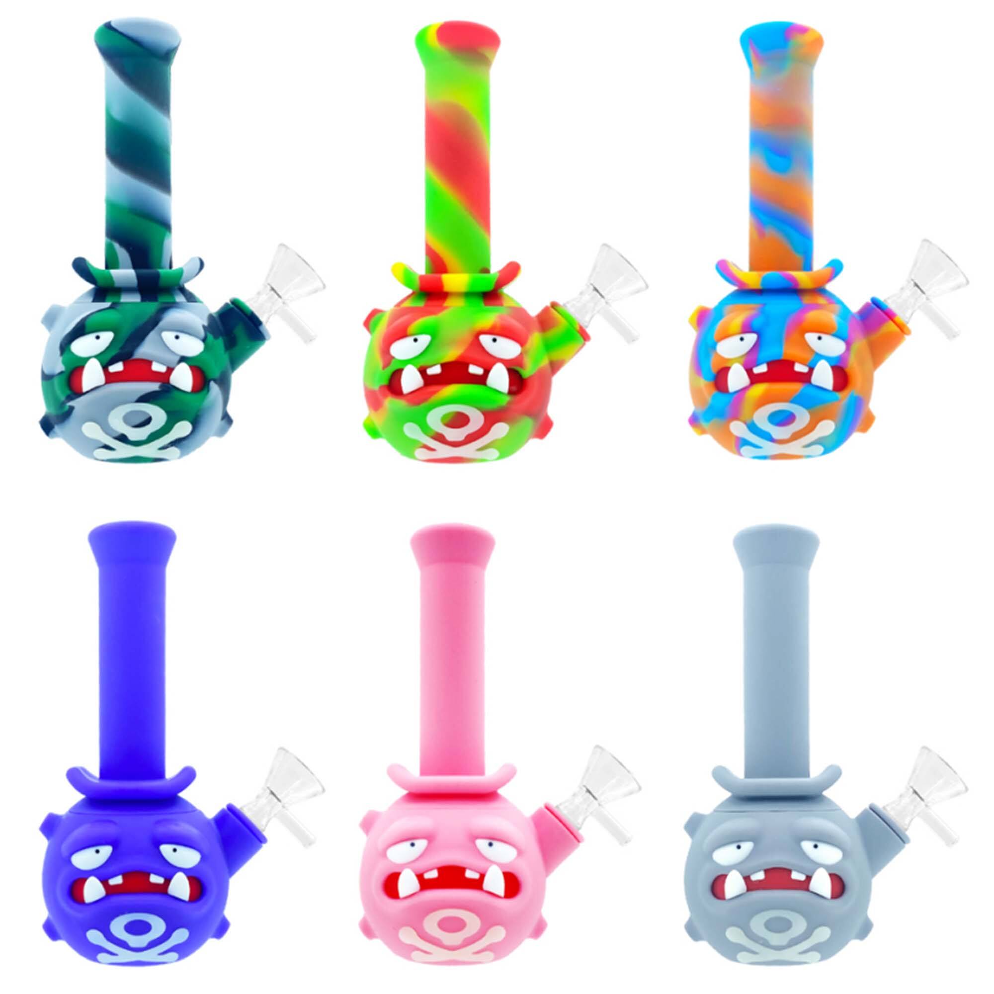 Custom silicone glass smoking weezing water beaker hand pipe bong nectar collector