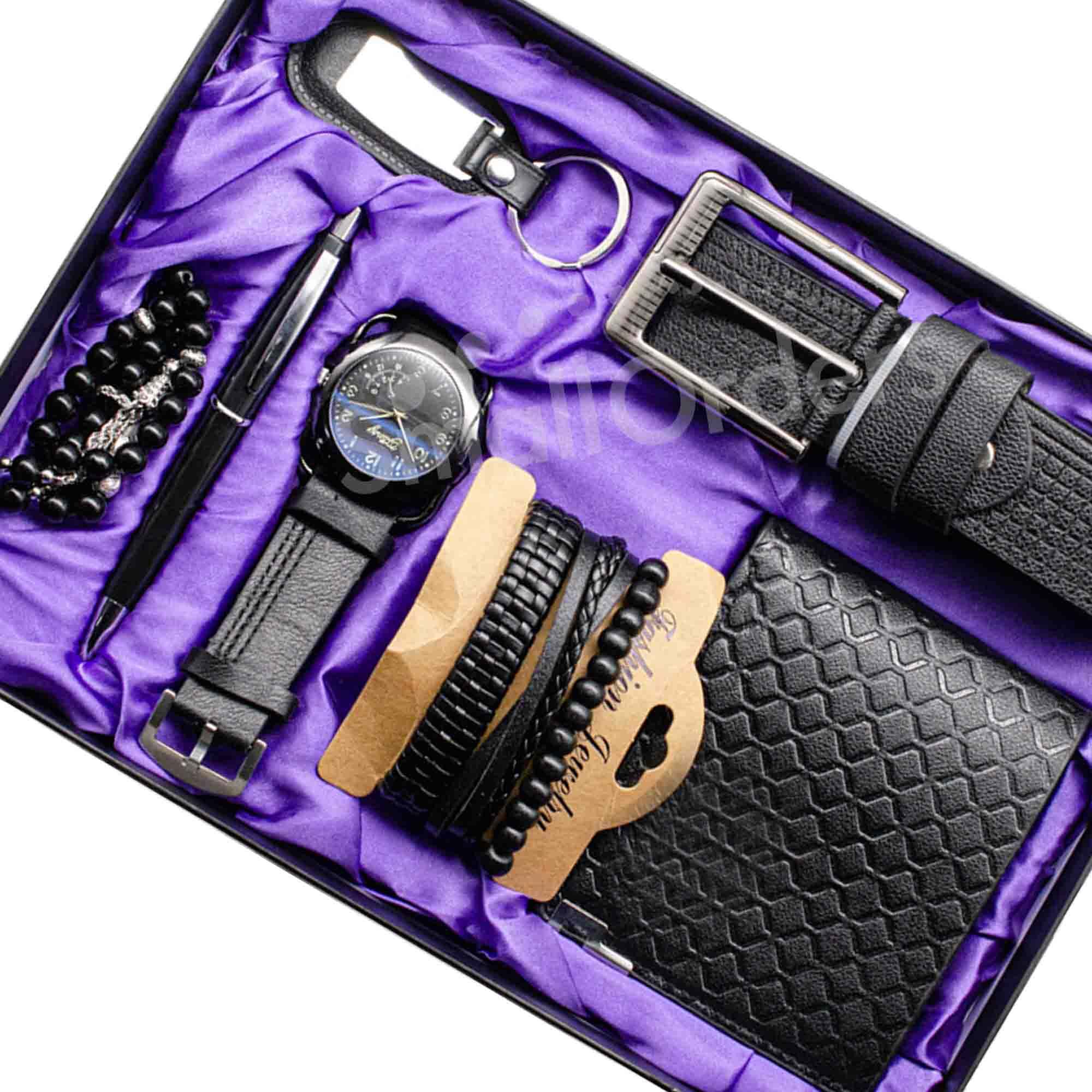 Leather Belt Wallet Watch Gift Set for men supplier