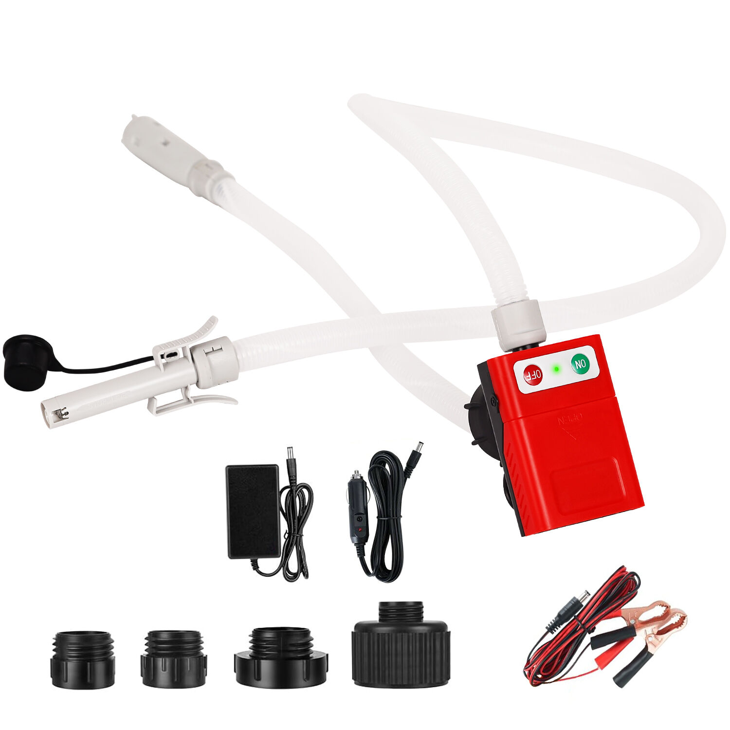 Portable 3.8 GPM Auto-Stop Fuel Transfer Pump - USB Type-C or Battery Powered, 51'' Extra Long Hose, 4 Can Adapters & Leak Protection