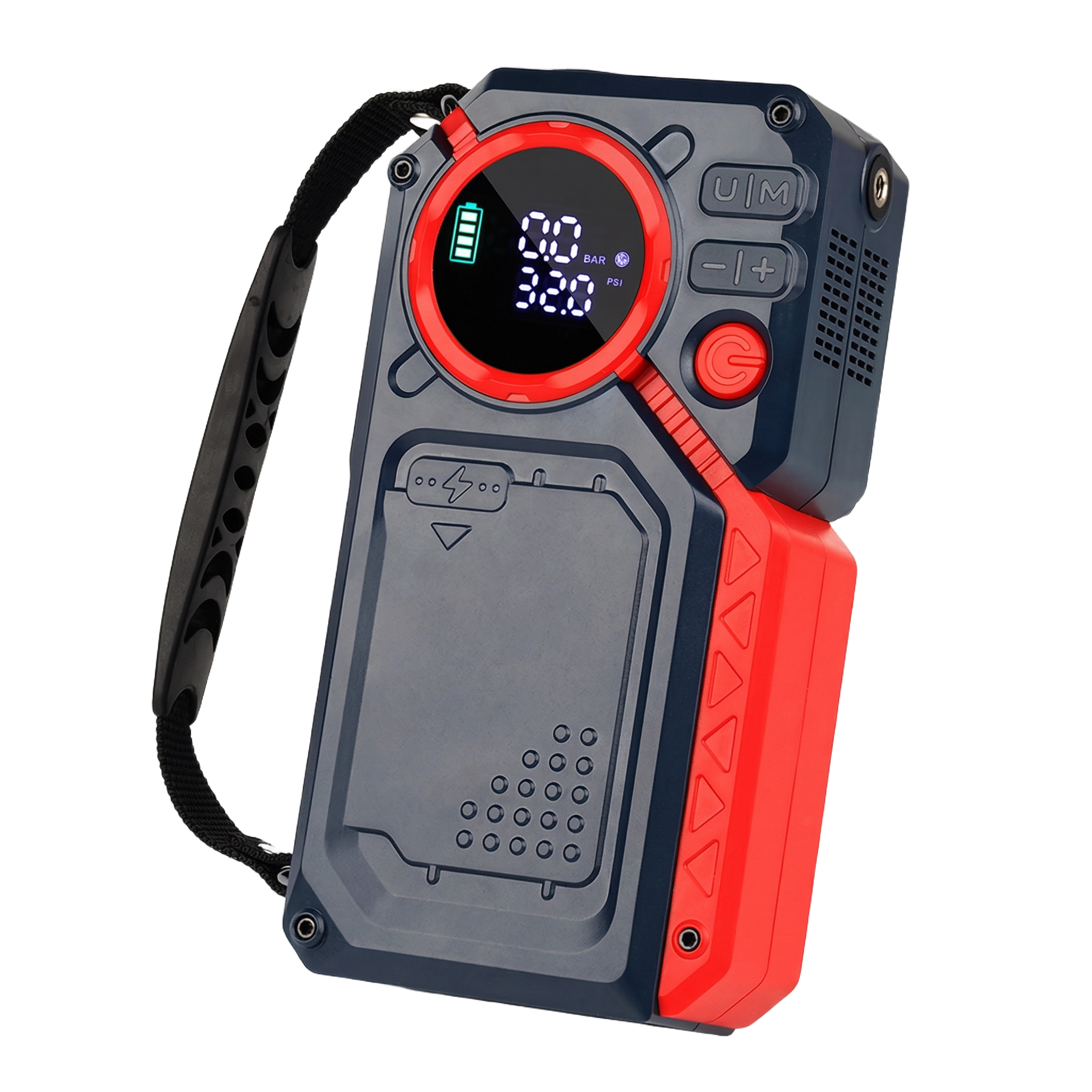 Tire Inflator With 12V Jump Starter for 7.0L Gasoline Vehicle, 150 PSI, Digital Pressure Gauge and LED light