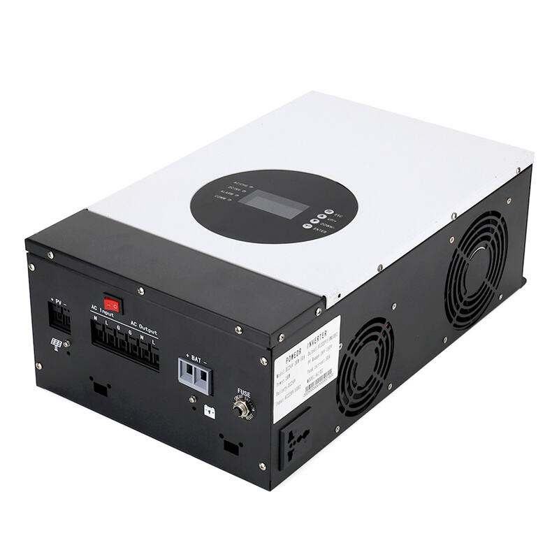 3KW Hybrid Solar Inverter, 24V DC to 220V AC Pure Sine Wave All-in-One Inverter with Built-in MPPT/PWM Controller, 50A Peak Current, Supports Solar & Grid Charging for Off-Grid Home Backup