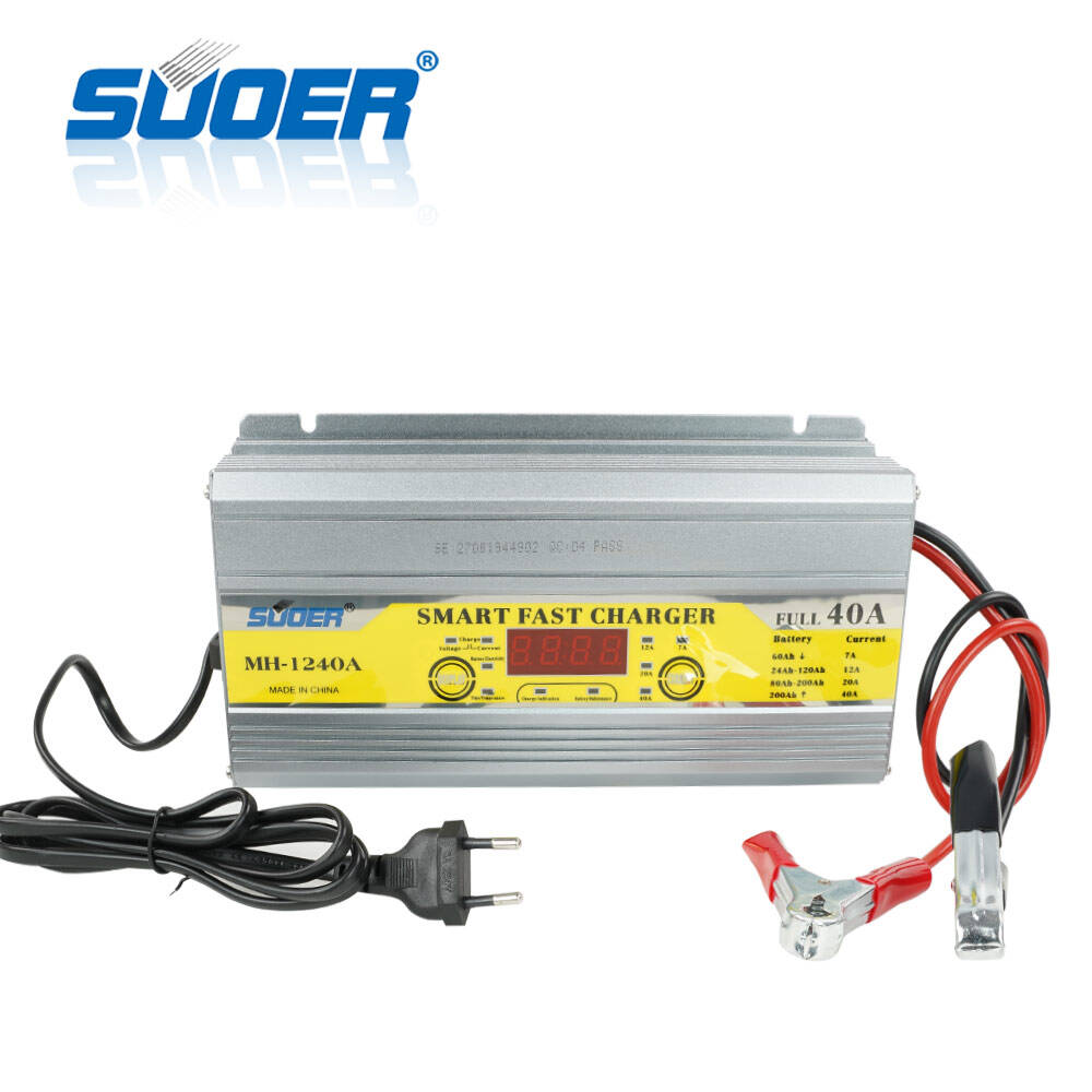 MH-1240A Suoer Auto Battery Charger 12 Volt 40A Three-Phase Mode LCD Screen Display Portable 220v Input 24v Output 5a 4a 40a UK/EU/AU