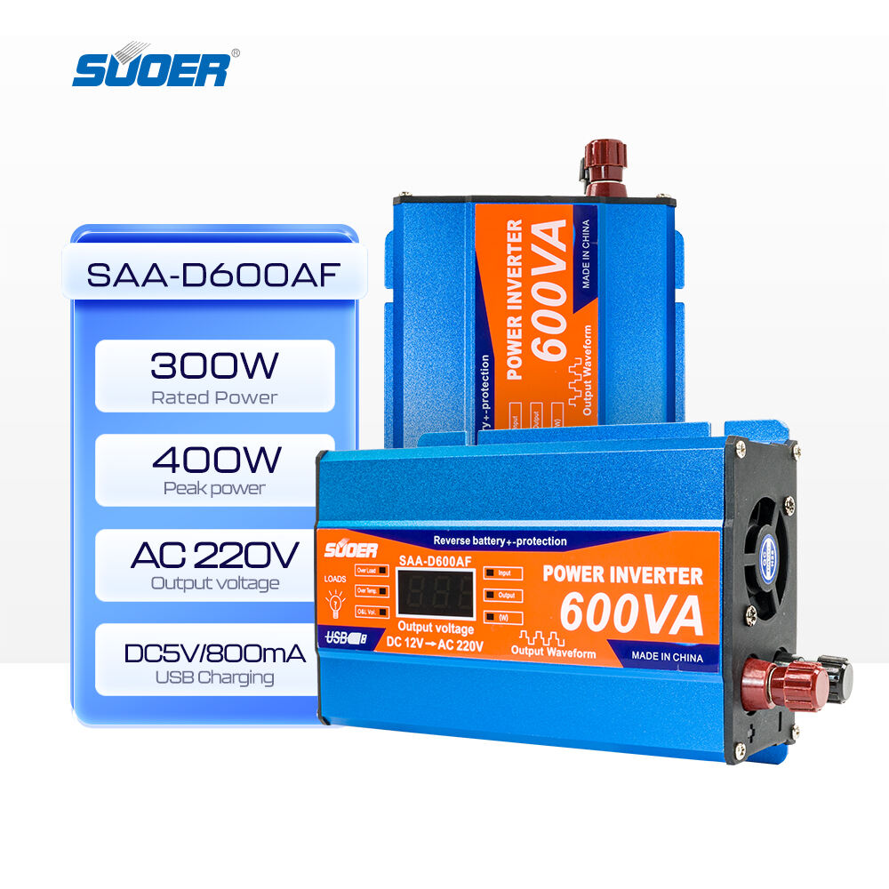 600VA DC/AC Car Home Inverter 12V 300W Peak Single Output Modified Sine Wave 50Hz Overload Protection