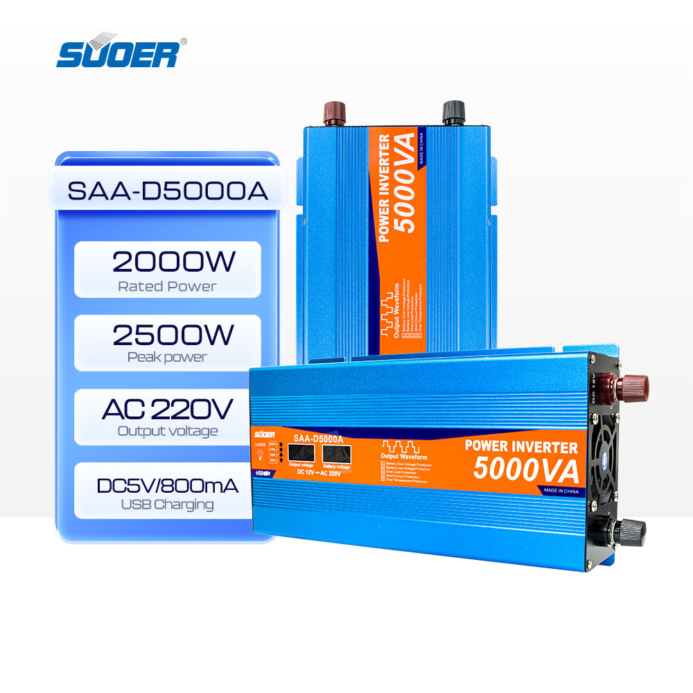 5000VA DC/AC Home & Car Inverter 12V 2000W Peak Single Output Modified Sine Wave 50Hz Overload Protection
