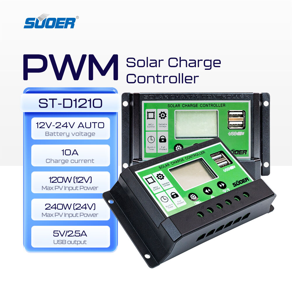 Intelligent 10A Solar PWM Charge Controller with LCD Display Smart 12V 24V Solar Charger