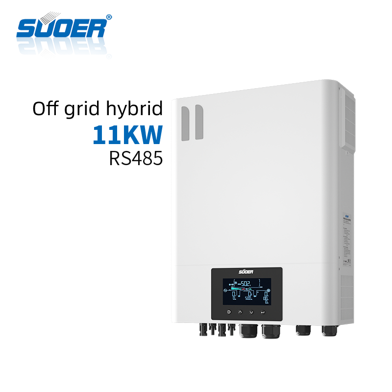 ระบบพลังงาน SUOER VMS-11kw จำหน่ายอินเวอร์เตอร์โซลาร์ไฮบริดอัจฉริยะ 11kw พร้อมเครื่องชาร์จโซลาร์ MPPT