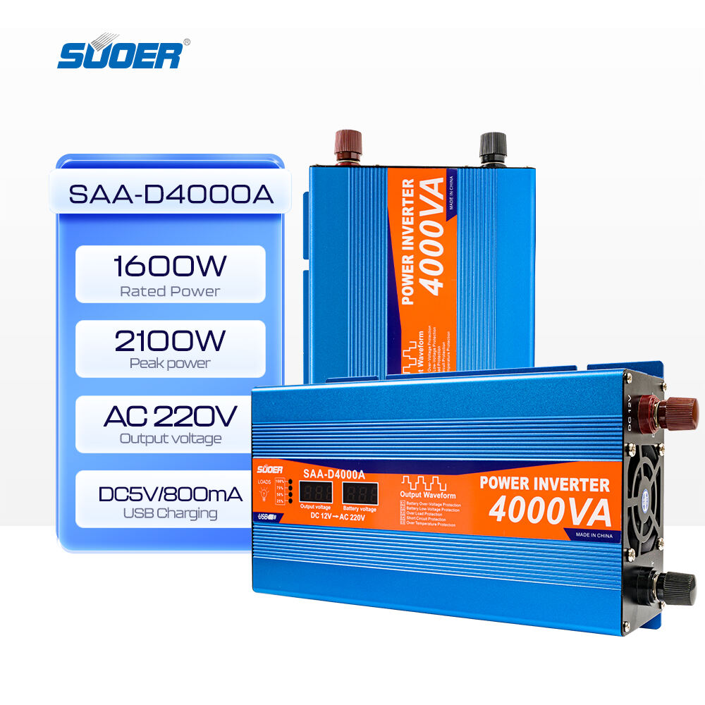 4000VA DC/AC Car Home Inverter 12V 1600W Peak Output Modified Sine Wave 50Hz Overload Protection High