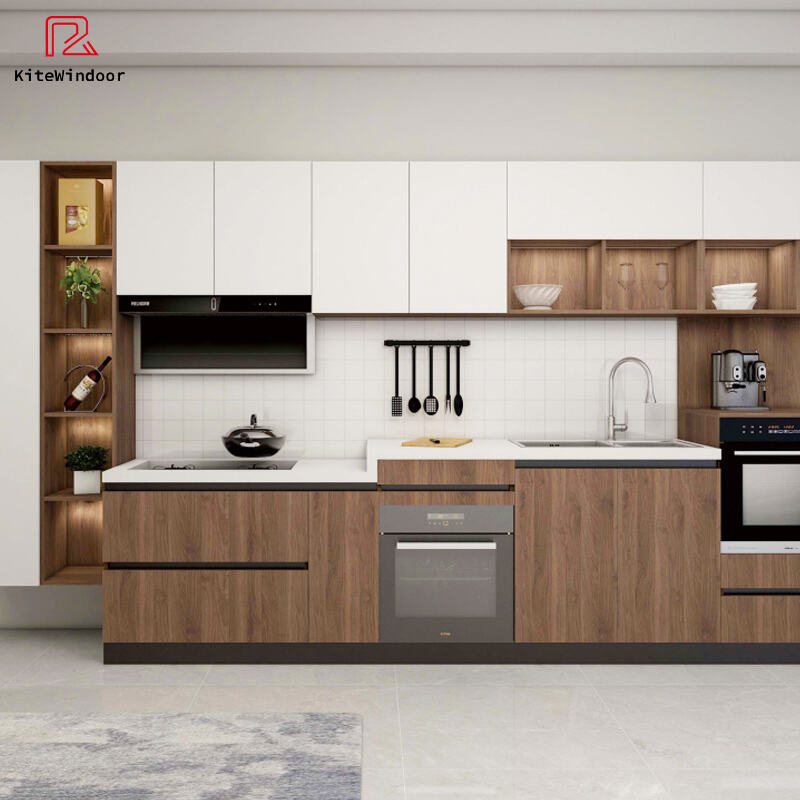 Customizable Waterproof Sink Backsplash Modern Style Full Aluminum Kitchen Cabinet Wardrobe Set