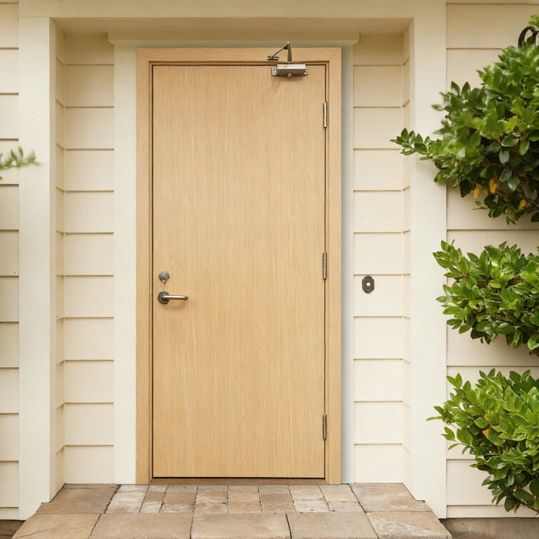 Walnut/Cherry Wood Flame-Retardant 90 Minutes Fireproof Soundproof Fire Rated Solid Wood Door for Villas & High-End Residences