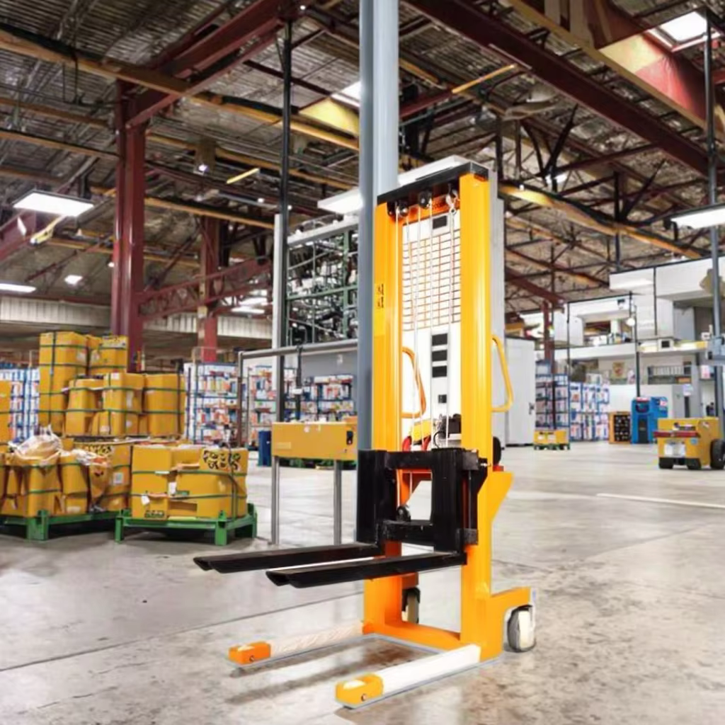 Material Handling Tools Pallet Forklift 1000KG Manual Hydraulic Stacker 1.6m Lift Height Hydraulic Manual Hand Stacker manufacture