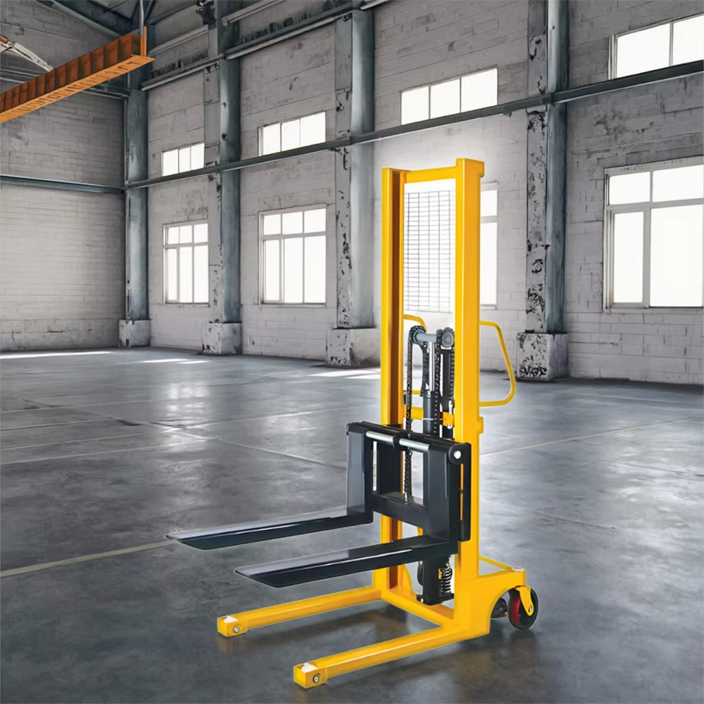 Wholesale Factory Price Hydraulic Manual Hand Stacker Forklift 2 Ton Metal Protective Mesh Manual Stacker for Warehouse Use details