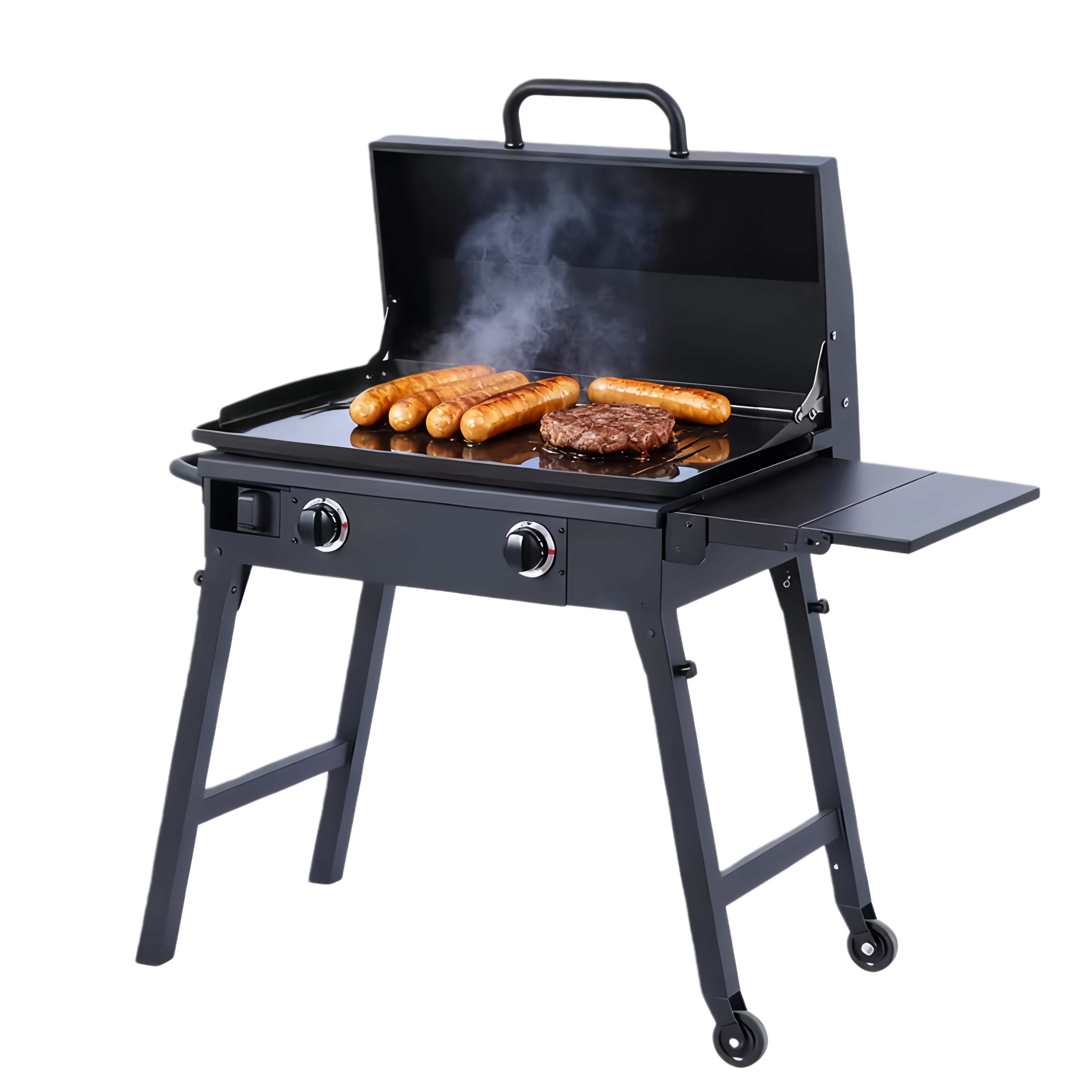 Factory Custom Commercial Stainless Steel Barbecue Cook Teppanyaki with Side Shelf