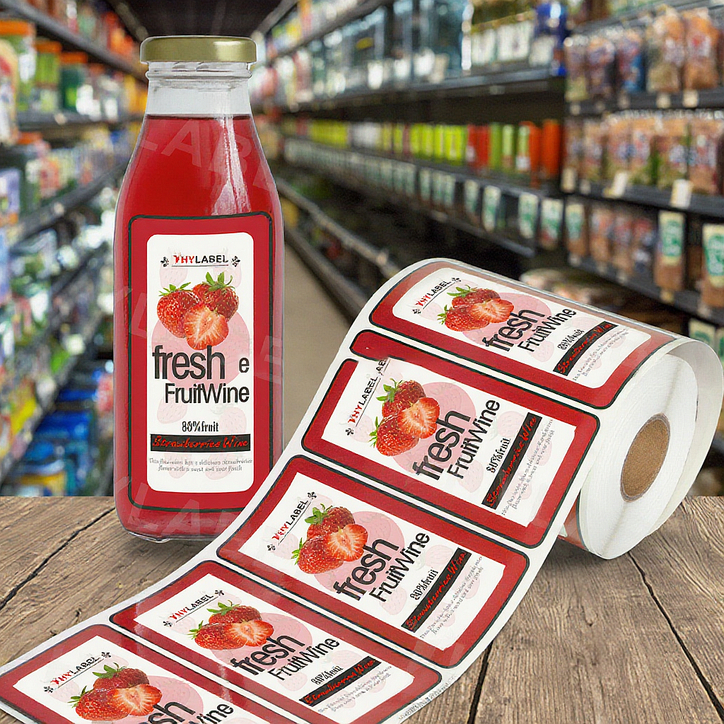Custom Logo Sticker Packaging Adhesive Paper Juice Bottle Label Juice Label Packaging Sticker Food Beverage Bottle Label