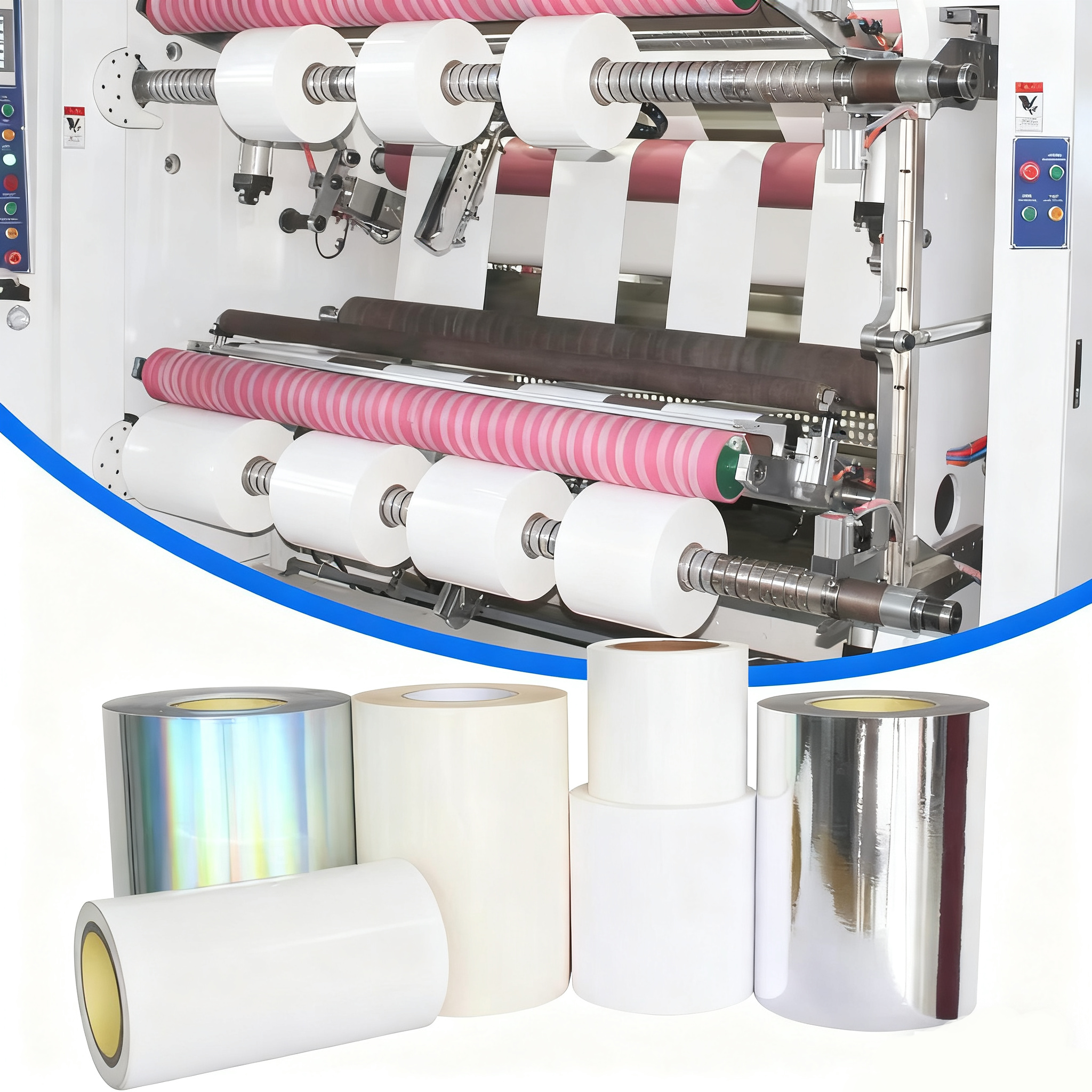 Jumbo Glossy PP PET PE Label Material Jumbo Film Self Adhesive Paper Polyethylene Sticker Stock Synthetic Label Jumbo Roll