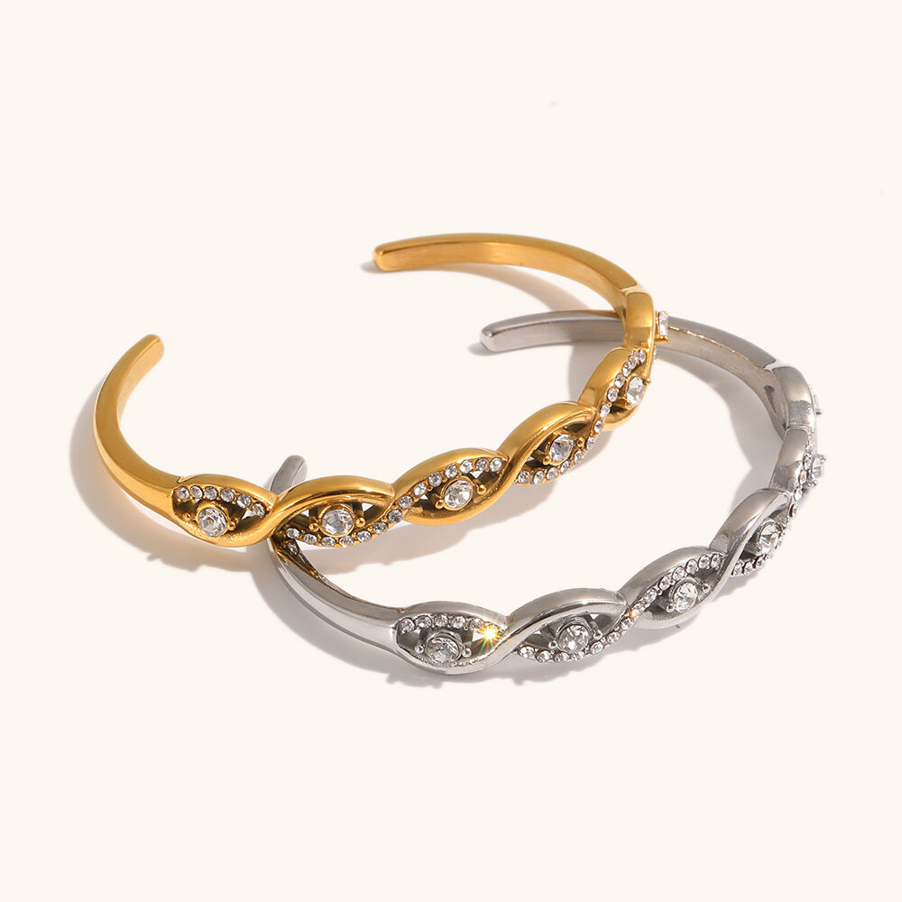 Evil Eye Zircon Cuff Bangle