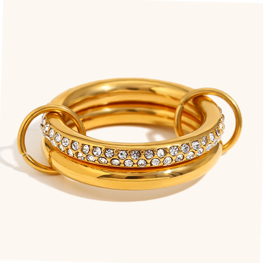 Double Layer Zircon Stacking Ring