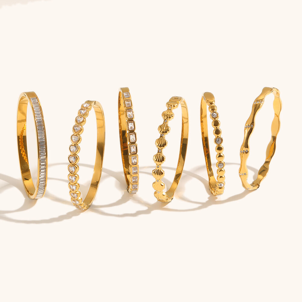 Zircon Gold Plated Bangles Set