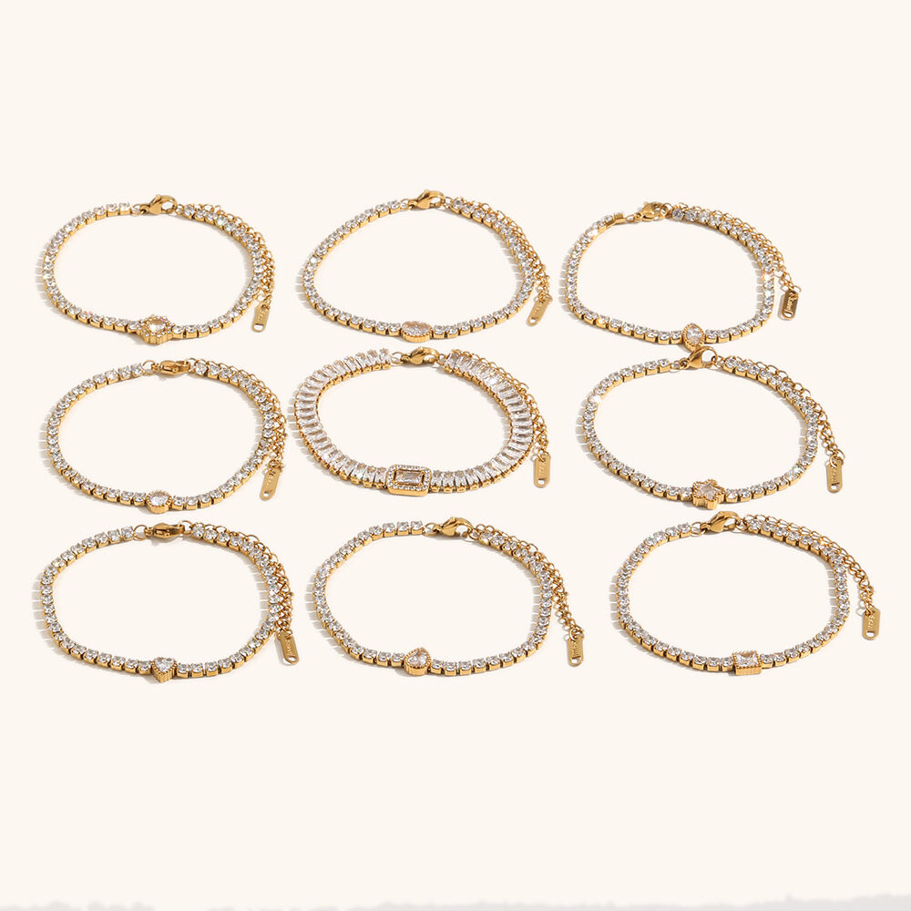 geometric zircon gold plated hoop earrings set-7