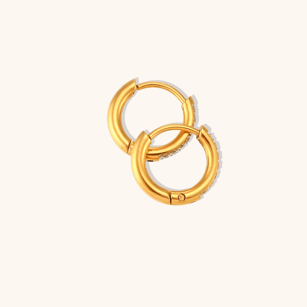 Simple Zircon Gold Plated Stainless Steel Huggies Earring